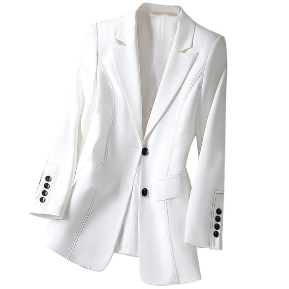 Taqqpue Women Blazer Solid Color Long Sleeve Lapel Button Jacket Coat Casual Open Front Work Office Blazer Jacket with Pockets Under 10