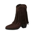 thumbnail image 1 of Taqqpue Women Boots Mid Calf Fringe Boots Casual Winter Solid Color Pointed Suede Tassel Sleeve Boots Thick Heel Mid-Heel Boots, 1 of 9