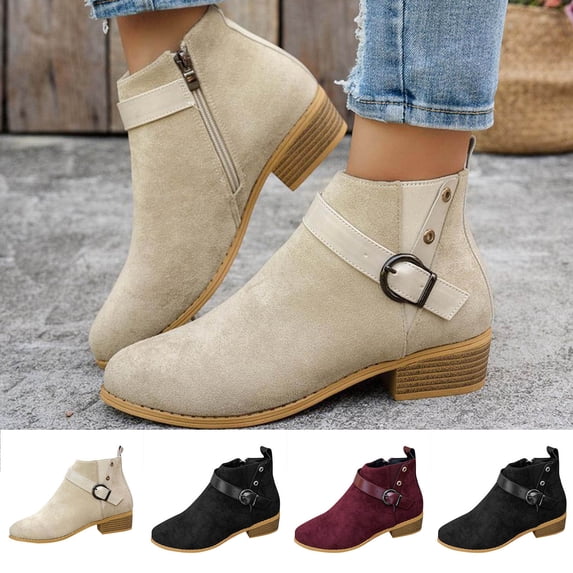 Taqqpue Women Boots Women's Fashion Casual Versatile Cool Street Style Fashionable Buckle Fall And Winter Trendy Thick Heel Boots for Women