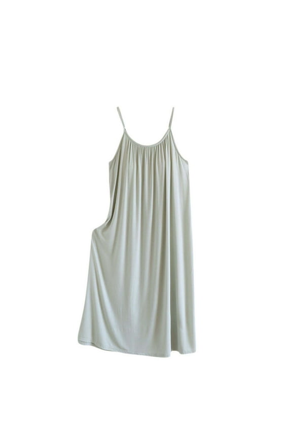 Women Built in Bra Nightgowns Casual Solid Color Spaghetti Strap Scoop Neck Full Slip Long Sleep Shirts Lightweight Dry Quick Sleep Dress Loose Fit Flowy Sleeveless Plus Size Sleepwear