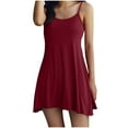 thumbnail image 1 of Taqqpue Women Built in Bra Nightgowns Casual Solid Color Spaghetti Strap Scoop Neck Padded Sleep Shirts Lightweight A Line Mini Sleep Dress Loose Fit Flowy Sleeveless Plus Size Sleepwear, 1 of 6
