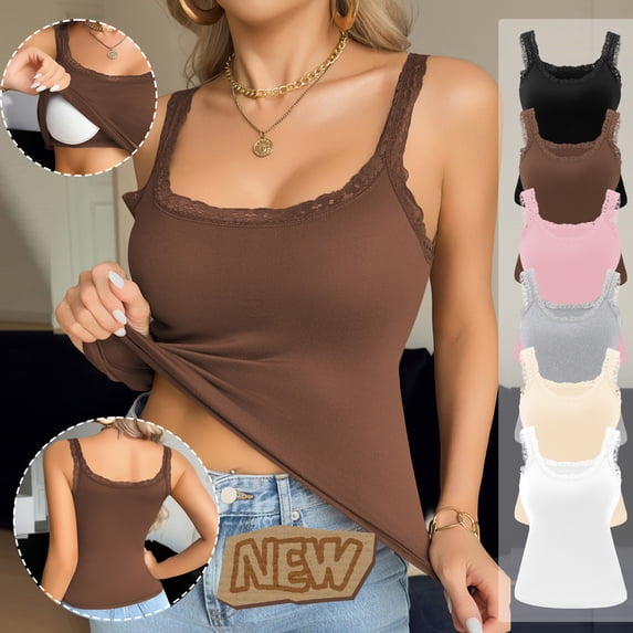 Taqqpue Women Built-in Bra Tank Tops Sleeveless Casual Shirts Racerback Ribbed Fitted Workout Tank Tops for Women