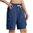 thumbnail image 1 of Taqqpue Women Cargo Shorts Summer Suit Tailored Bermuda Shorts Casual Baggy Wide Leg Hiking Outfits Shorts Solid Knee Length Drawstring Long Shorts with Pockets, 1 of 9