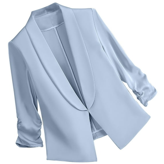 Taqqpue Women Casual Blazer Solid Color Long Sleeve Lapel Button Jacket Coat Loose Fit Open Front Work Office Blazer Jacket with Pockets
