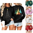 thumbnail image 1 of Taqqpue Women Christmas Sweatshirt Vintage Funny Xmas Tree Graphic Fleece Linend Pullovers Fall Winter Crewneck Oversized Long Sleeve Tops Ugly Christmas Sweater for Women, 1 of 7