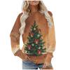 Taqqpue Women Christmas Sweatshirt Vintage Funny Xmas Tree Graphic Fleece Linend Pullovers Fall Winter Crewneck Oversized Long Sleeve Tops Ugly Christmas Sweater for Women