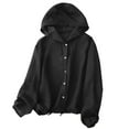 thumbnail image 1 of Taqqpue Women Cotton Linen Sun Protection Hoodies Solid Color Long Sleeve Button Down Shirts Casual Loose Fit Lightweight Drawstring Plus Size Sweatshirts, 1 of 4