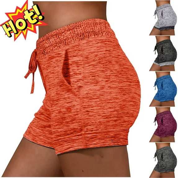 Taqqpue Women Cotton Running Athletic Shorts Gym Yoga Summer Active Dance Shorts Pants Casual Workout Short Plus Size Elastic Waist Running Shorts with Pockets and Drawstring