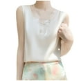 thumbnail image 1 of Taqqpue Women Embroidery Lace Tank Tops Sleeveless Lace Silk Satin Casual Top Elegant Dressy Cocktail Shirts Loose Fit Trendy Fashion Party Tank Tops, 1 of 3