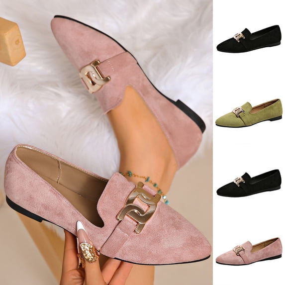 Taqqpue Women Flat Shoes Under 10 Womens Pointed Toe Jelly Flats Breathable Casual Plus Size Closed Toe Buckle Low Heel Flats Shoes For Outdoor Daily Wear for Women