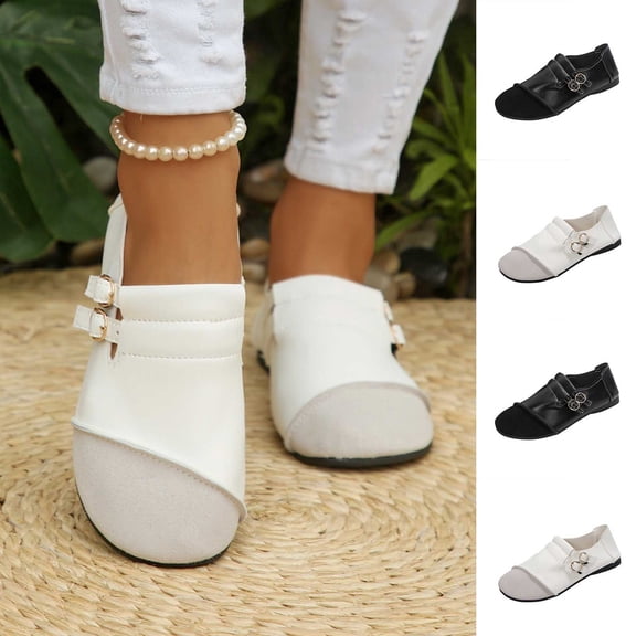 Taqqpue Women Flat Shoes Under 10 Women's Fashion Casual Solid Color Summer Comfortable Lazy Outerwear Flat Shoes for Women