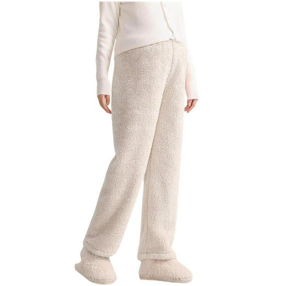 Taqqpue Women Fleece Maternity Pants Over the Belly Stretchy Wide Leg Warm Pregnancy Pants Fall Winter Oversize Work Trousers with Pockets for Women