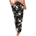thumbnail image 1 of Taqqpue Women Floral Pants Casual Printed Elastic Waist Drawstring Pants Loose Fit Plus Size Trousers for Women, 1 of 5