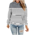 thumbnail image 1 of Taqqpue Women Hoodies Fall Winter Striped Print Crew Neck Drawstring Long Sleeve Hooded Pullover Shirts Casual Loose Oversized Y2k Sweatshirts Tops with Pockets for Women, 1 of 5