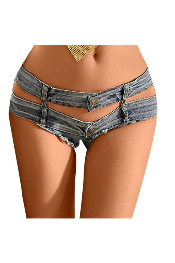 Women Jean Shorts Sexy Cut Off Low Waist Denim Jeans Shorts Cheeky Naught Jean Short Hot Pants for Club Nightclub Bars and Beaches On Clearance