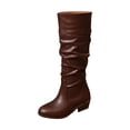thumbnail image 1 of Taqqpue Women Knee High Boots,Casual Fall Winter Long Boots Solid Color Stitching Round Toe Thick Low Heel Knee Boots for Women, 1 of 9