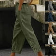 thumbnail image 1 of Taqqpue Women Linen Pants High Waist Solid Color Drawstring Lounge Pants Loose Fit Long Trouser Fall Winter Oversize Palazzo Pants with Pockets for Women, 1 of 10
