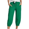 thumbnail image 1 of Taqqpue Women Linen Pants Wide Leg Pants High Waist Drawstring Fashion Casual Loose Beach Pant Capri Trousers, 1 of 5