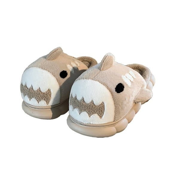 Taqqpue Women Men Slippes Cute Animal Shark Slippers Adult Thick Bottom Padded Home Non-slip Cozy Plush Warm Winter House Slippers