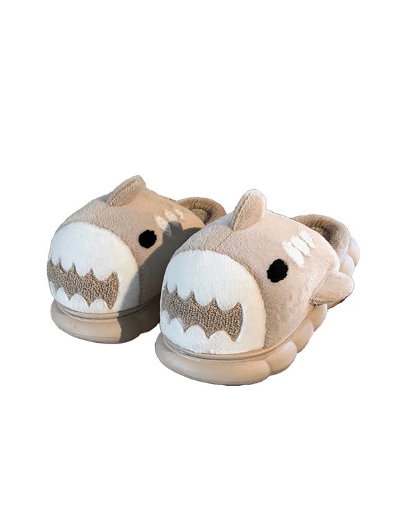 Women Men Slippes Cute Animal Shark Slippers Adult Thick Bottom Padded Home Non-slip Cozy Plush Warm Winter House Slippers