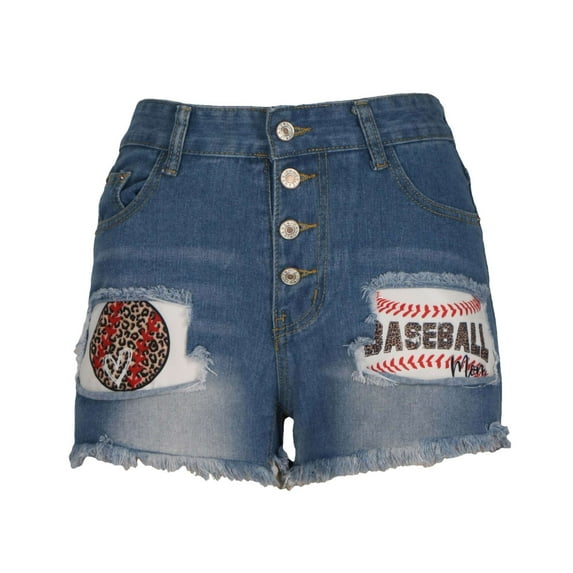 Taqqpue Women Mid Rise Ripped Jeans Shorts Frayed Raw Hem Casual Denim Shorts Independence Day Printed Shorts Folded Hem Junior Shorts Jeans Hot Short Jeans