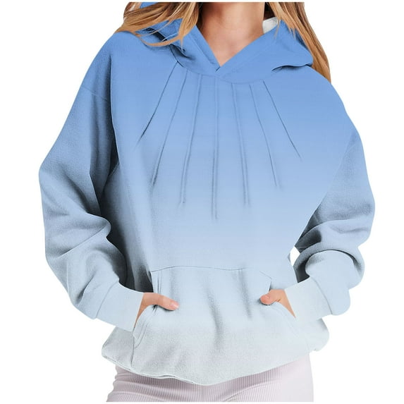 Taqqpue Women Oversized Hoodies Casual Long Sleeve Loose Fashion Pockets Pullover Tops Gradient Printed Hooded Sweatshirts for Women