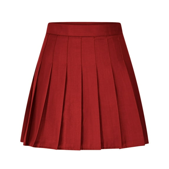 Taqqpue Women Pleated Skirt A-Line Short Mini Basic Skirt School Uniform Cheerleader Skirts Skater Skirt Solid Midi High Waisted Skirt