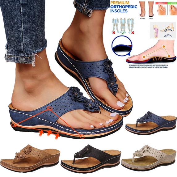Taqqpue Women Scandals Summer Ladies Flip-Flops Wedge Heel Slippers Sandals Casual Flip Flops Women's Shoes for Women