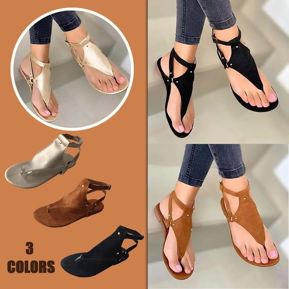 Taqqpue Women Scandals Summer Ladies Shoes Flat Bottom Roman Flip Flops Casual Women's Sandals for Women