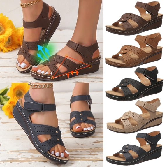 Taqqpue Women Scandals Women's Arch-support Sandals Shoes Ladies Beach Orthopedic Sandals Summer Non-Slip Causal Sandals for Women
