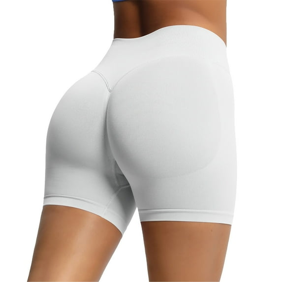 Taqqpue Women Scrunch Butt Lifting Biker Shorts Tummy Control High Waisted Seamless Yoga Booty Shorts Casual Solid Color Workout Impact Shorts for Gym Running