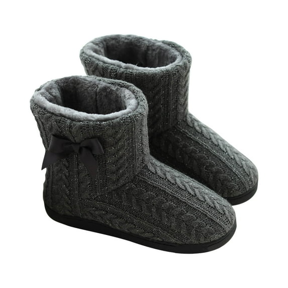Taqqpue Women Slipper Solid Color Plush Warm Indoor Outdoor Shoes Mute Cute Soft Ball Women Interior Boots Comfy Fleece Lined Memory Foam Home Slipper with Anti-Slip Sole