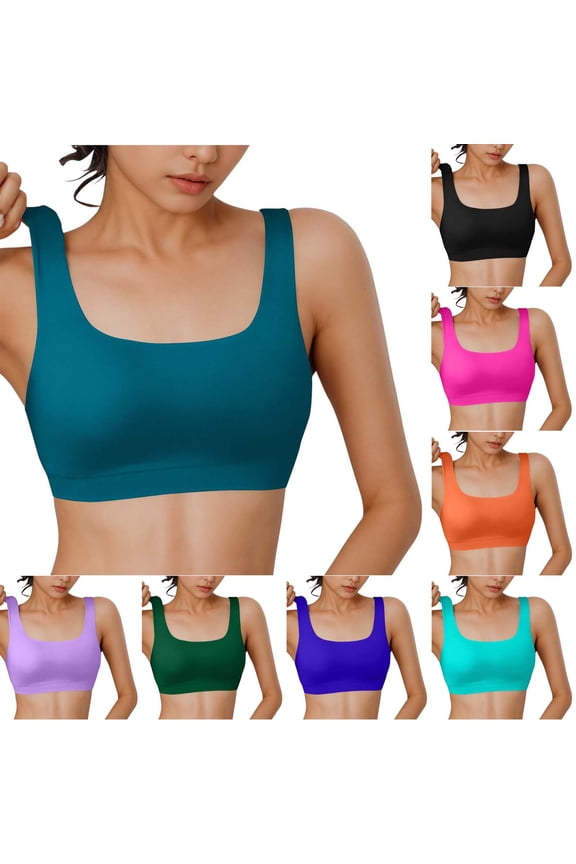 Taqqpue Women Sports Bra Swimsuit Top Swim Bra Bikini Tops Scoop Neck Bathing Suits Top Padded Swim Crop Tops Only