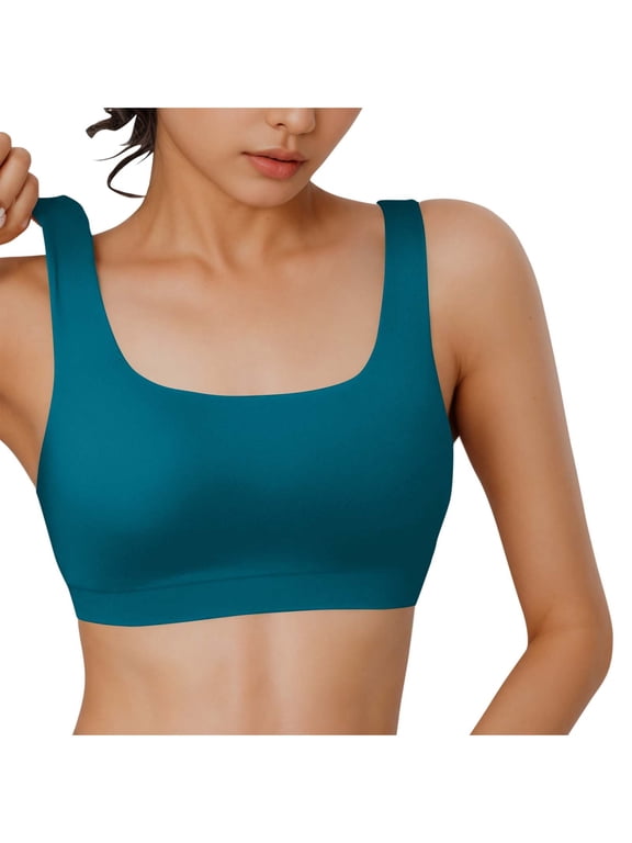 Women Sports Bra Swimsuit Top Swim Bra Bikini Tops Scoop Neck Bathing Suits Top Padded Swim Crop Tops Only