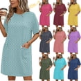 thumbnail image 1 of Taqqpue Women Sunner Dress Casual Crewneck Plus Size Dress Loose Fit Knee Length Midi Dress Beach Vacation Sundress for Women, 1 of 7