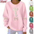 thumbnail image 1 of Taqqpue Women Valentine Day Sweatshirt Love Heart Printed Pullover Sweatshirt Cute Long Sleeve Crew Neck Casual Plus Size Top for Women, 1 of 5
