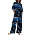 thumbnail image 1 of Taqqpue Women's 2 Piece Outfits Summer Loose Casual Short Sleeve Shirts Oversized Top Wide Leg Lounge Pants Sets Pockets, 1 of 6