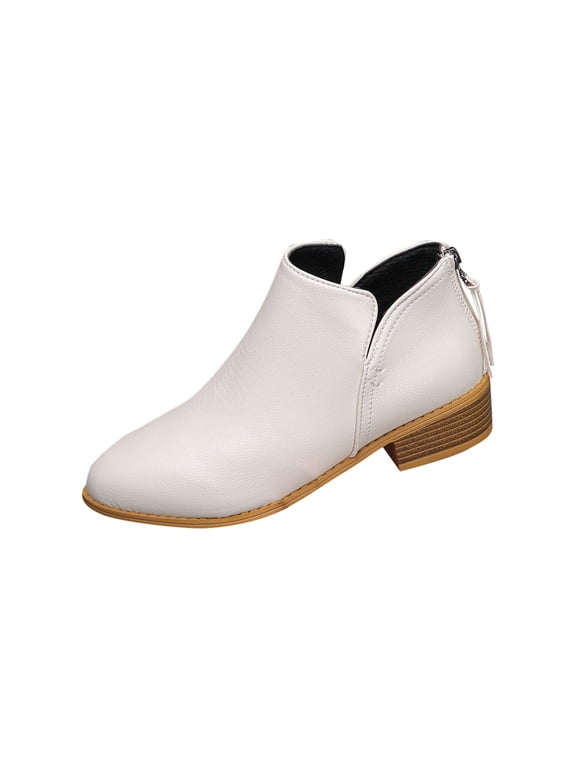 Women's Ankle Boots,Low Heel Fashion Toe Dress Booties, Casual Fall Winter Short Leather Boots for Women