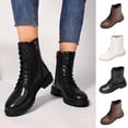 thumbnail image 1 of Taqqpue Women's Ankle Boots Round Toe Lace Up Thick Sole Mid Heel Comfortable Casual Booties for Women Size 5.5-10.5 Fashion Dress Shoes Fall Winter Footwear Casual Walking Daily Wear, 1 of 10