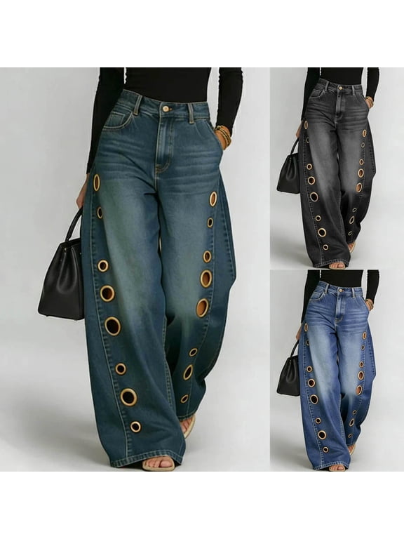 Women's Baggy Jeans High Waist Barrel Jeans Y2K Vintage Wide Leg Fit Jeans Under 20 90s Boyfriend Streetwear Denim Pants Plus Size Women