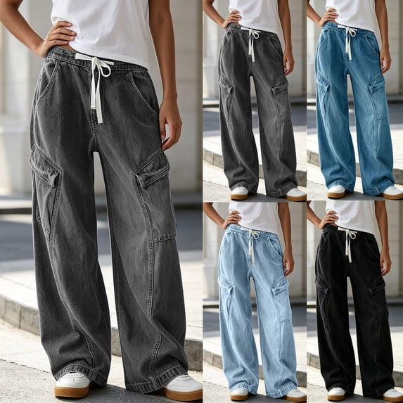 Taqqpue Women's Baggy Jeans High Waist Barrel Jeans Y2K Vintage Wide Leg Fit Jeans Under 20 90s Boyfriend Streetwear Denim Pants Plus Size Women