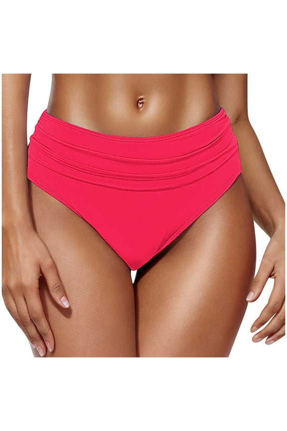 Women's Bikini Bottom High Waist Bikini Bathing Suit Bottoms Tummy Control Swim Bottom Ribbed Tankini Bottom Swimsuit Brief