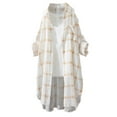 thumbnail image 1 of Taqqpue Women's Button Down Oversized Plaid Shirts Casual Long Sleeve Plus Size Mid-Length Blouses Tops Lightweight Loose Tunic Shirts with Pocket, 1 of 1