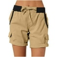 thumbnail image 1 of Taqqpue Women's Cargo Shorts Multi-Pockets Elastic Waist Drawstring Shorts Cotton Comfy Loose Outdoor Summer Hiking Shorts for Camping Travel Golf, 1 of 6