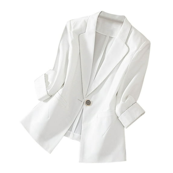 Taqqpue Women's Casual Blazer Solid Color Long Sleeve Lapel Button Jacket Coat Open Front Work Office Blazer with Pockets