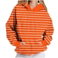 thumbnail image 1 of Taqqpue Women's Casual Hoodies Casual Striped Printed Long Sleeve Lightweight Hooded Pullover Tops Loose Plus Size Sweatshirt with Pocket, 1 of 7