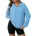 thumbnail image 1 of Taqqpue Women's Casual Oversized Half Zip Sweatshirts Long Sleeve Solid Color Pullover Jackets Fall Winter Loose Fit Plus Size Sweatshirts Tops with Pockets, 1 of 9