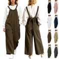thumbnail image 1 of Taqqpue Women's Corduroy Overalls Wide Leg Oversize Jumpsuit Adjustable Straps Loose Casual Long Pants with Pockets Vintage Streetwear Fashion Outfit for Women Size S-XXXL, 1 of 8