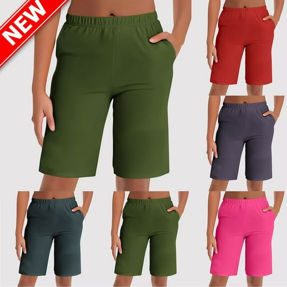 Taqqpue Women's Cotton Pajama Shorts Soft Bermuda Sleep Shorts Cotton Knit Sleepwear and Loungewear Lightweight, Breathable Pajama Bottoms with Pockets