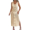 thumbnail image 1 of Taqqpue Women's Crochet Swimsuit Cover Up Solid Color V Neck Sleeveless Ribbed Sweater Dresses Casual Loose Fit Long Beach Dress, 1 of 6